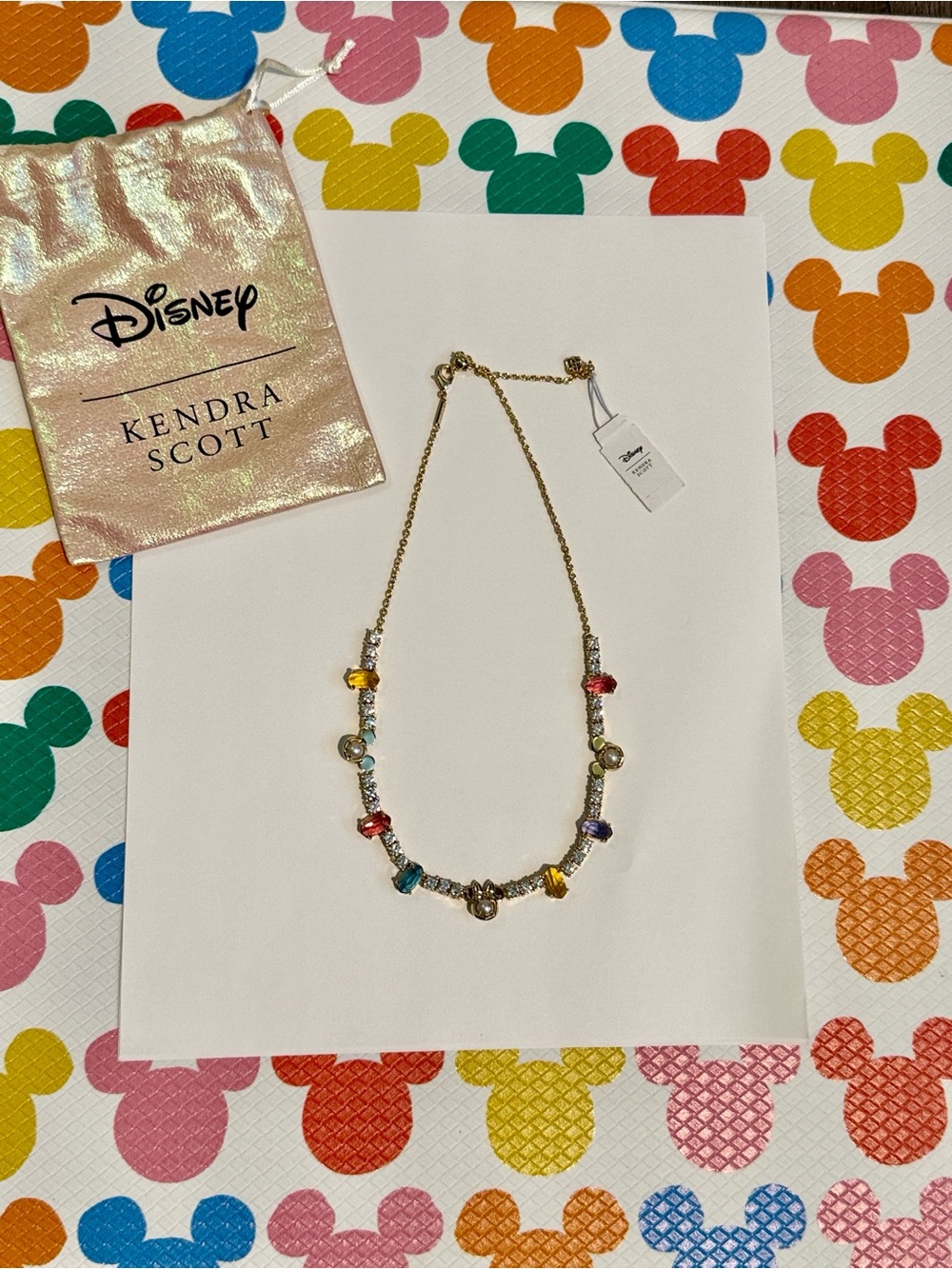 NWT** Disney x Kendra Scott Gold Multicolor Crystal Necklace